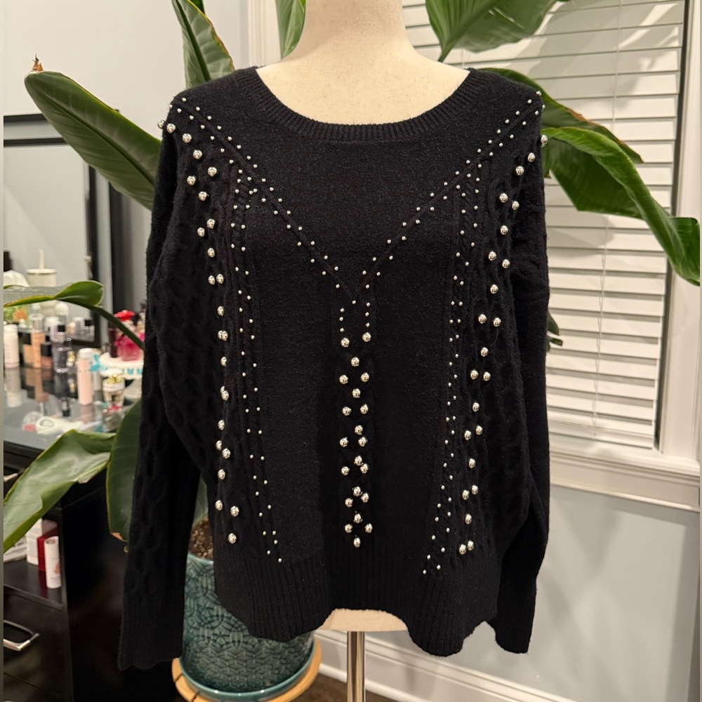 Black sweater with silver embellishments